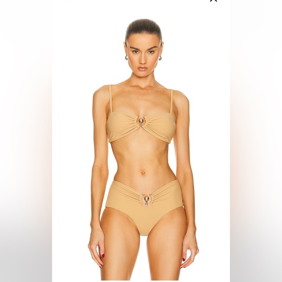 Christopher Esber Other - CHRISTOPHER ESBER Ruched Prong Bandeau Bikini Top + High Bikini Brief US8 $343